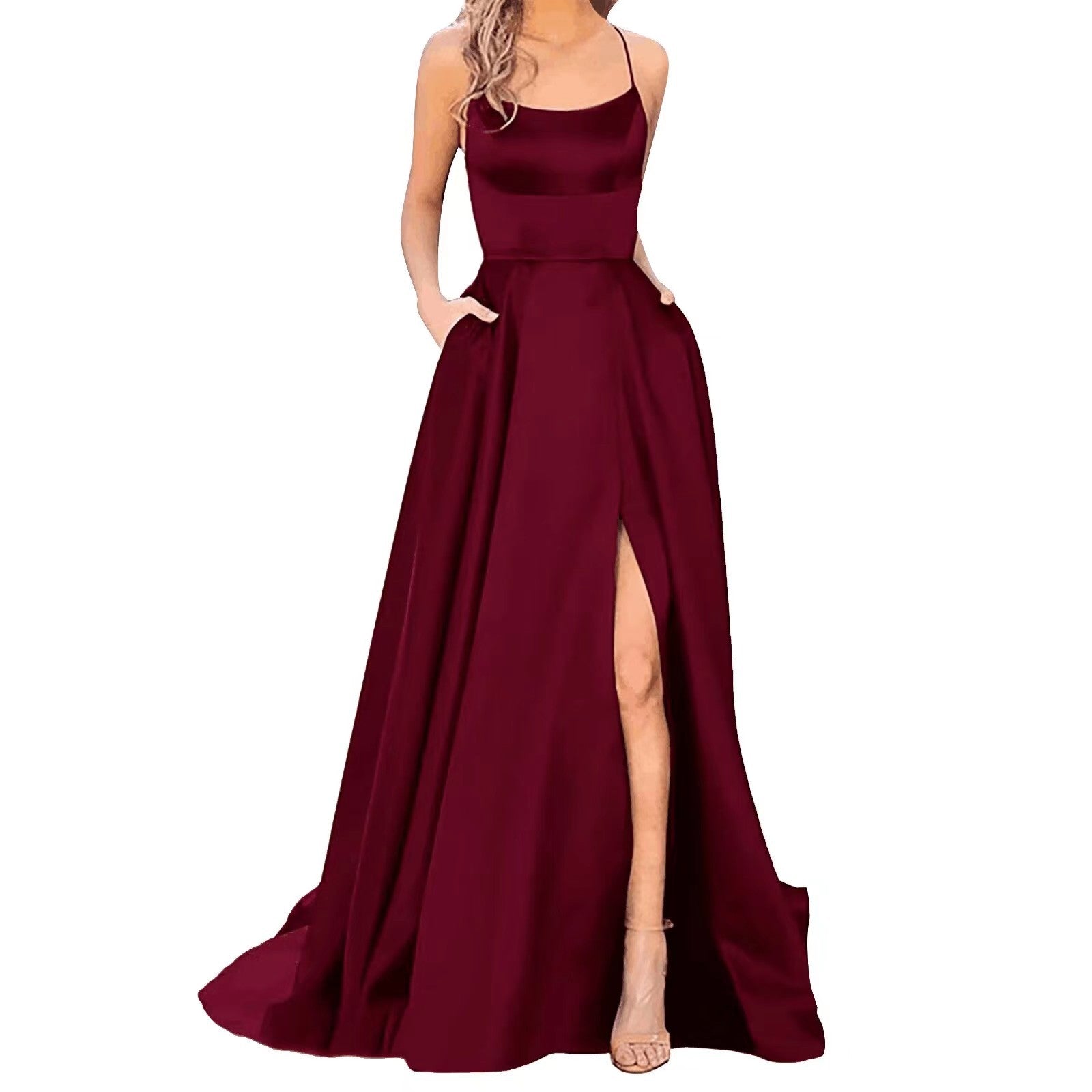 Women’s Shoulder-Hollow Slimming Long Bridesmaid
