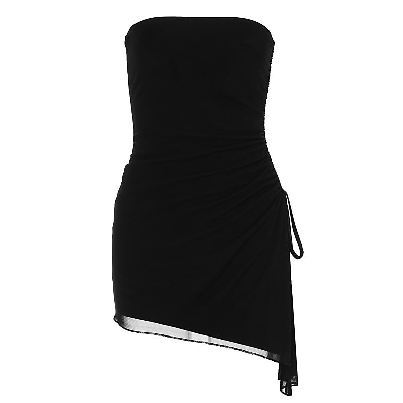 Women’s Solid Color Backless Chest Wrap Slim Mini Dress