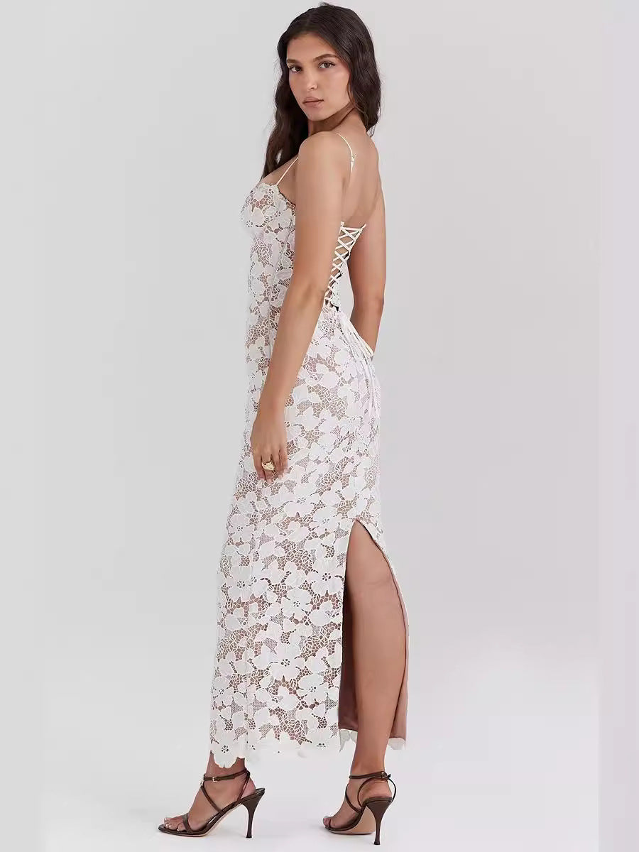White Strapless Suspender Casual Dress