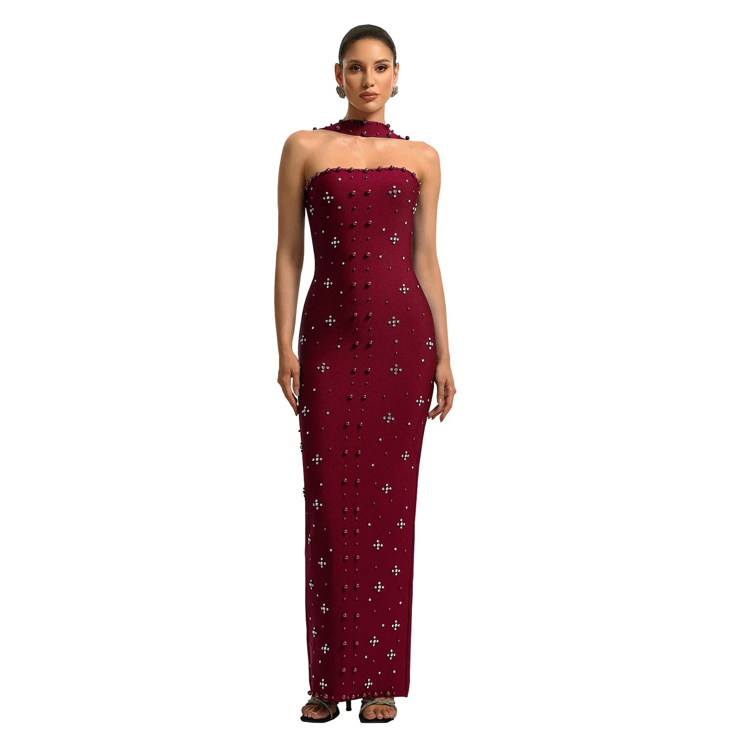 Elegant Beaded Bodycon Tube Dress