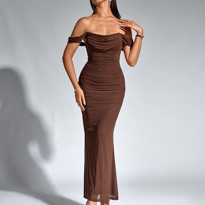 "ELYSIA" Off-Shoulder Sculpted Column Maxi