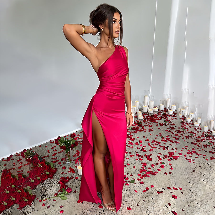Sexy Snatched Waist Satin Gown