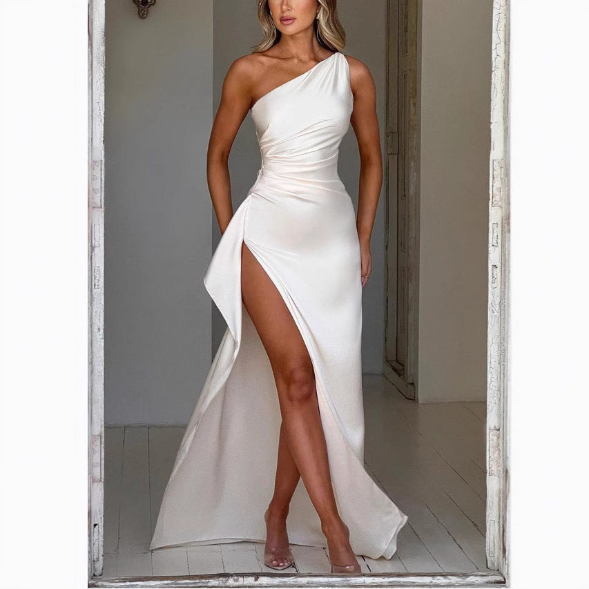 Sexy Snatched Waist Satin Gown