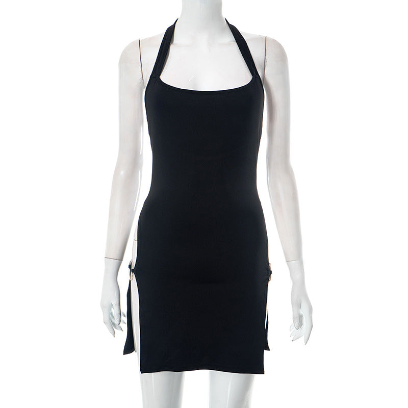 Women’s Hollow-Out Halter Backless Tight Mini Dress
