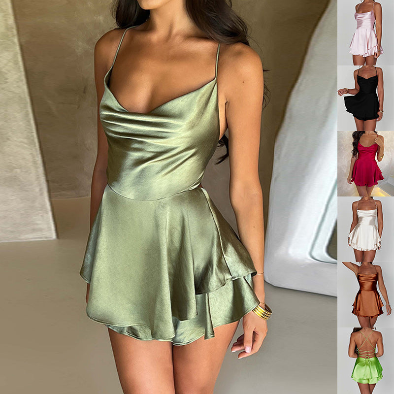 Women’s Lace-Up Backless Suspender Dress