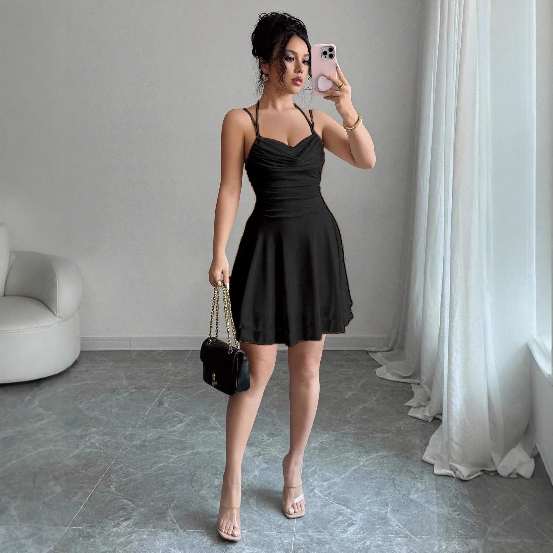 Women’s Waist-Cinching Satin Slip Dress