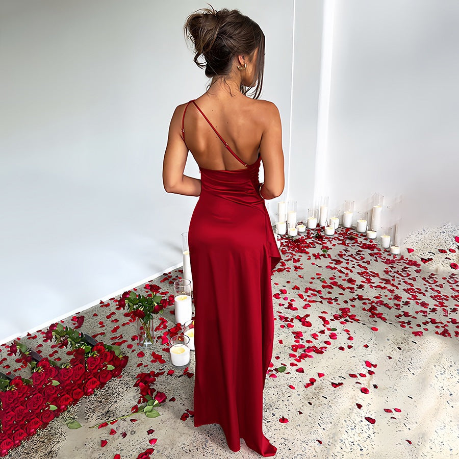 Sexy Snatched Waist Satin Gown