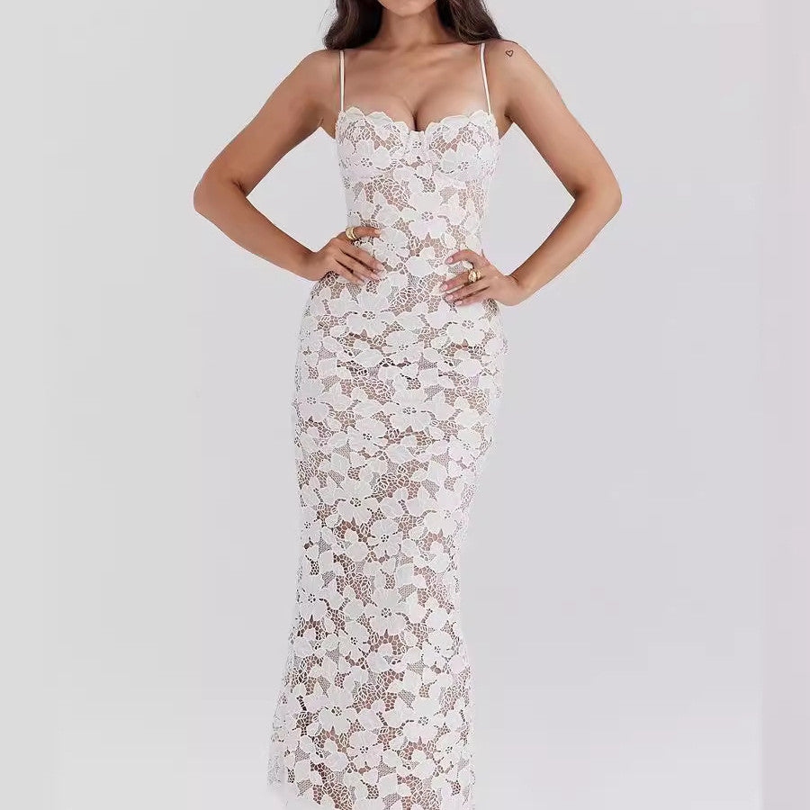 White Strapless Suspender Casual Dress