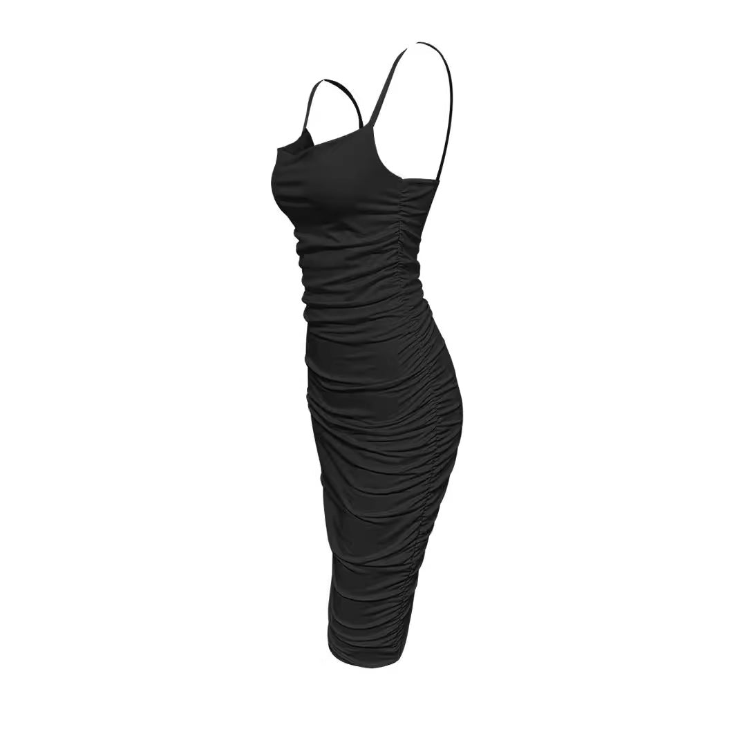 Women’s Ruffle-Hip Backless Long Evening Gown