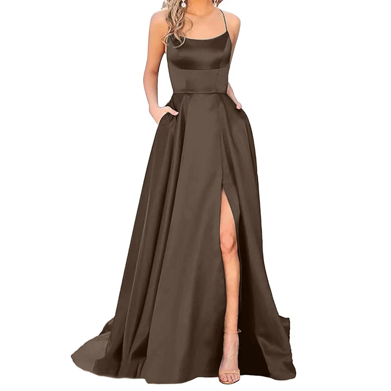 Women’s Shoulder-Hollow Slimming Long Bridesmaid
