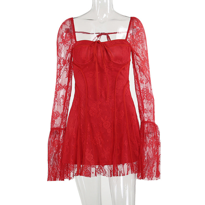 Women’s Semi-Transparent Elegant Slim Tied Dress