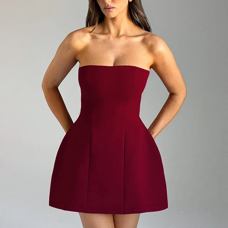 Women’s Solid Color Backless Tube Dress