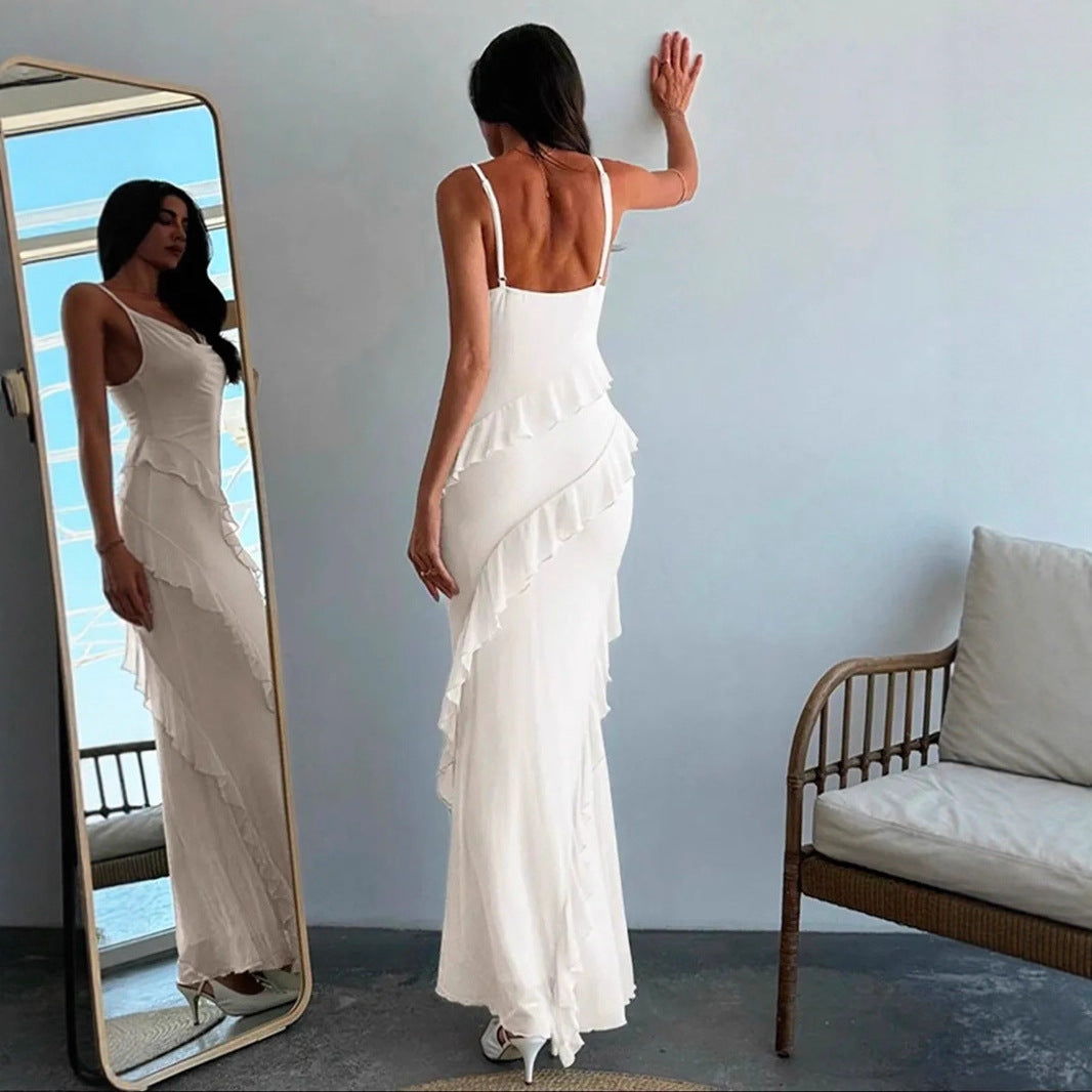 Sexy Ruffled Hem Evening Dress