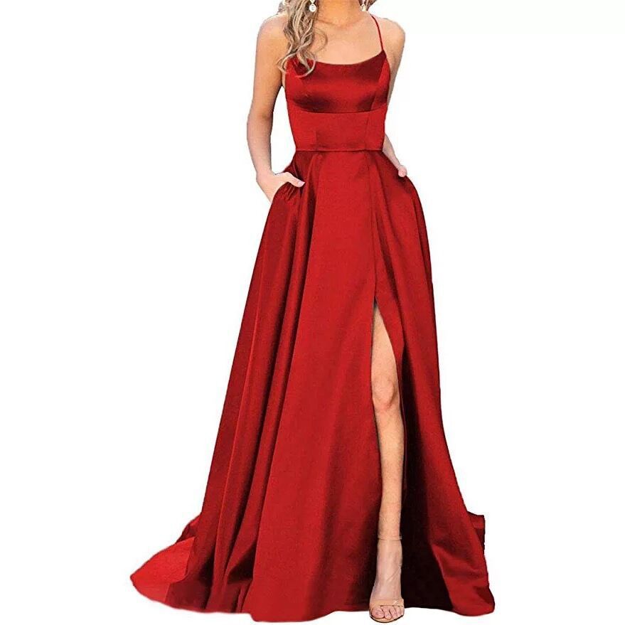 Women’s Shoulder-Hollow Slimming Long Bridesmaid