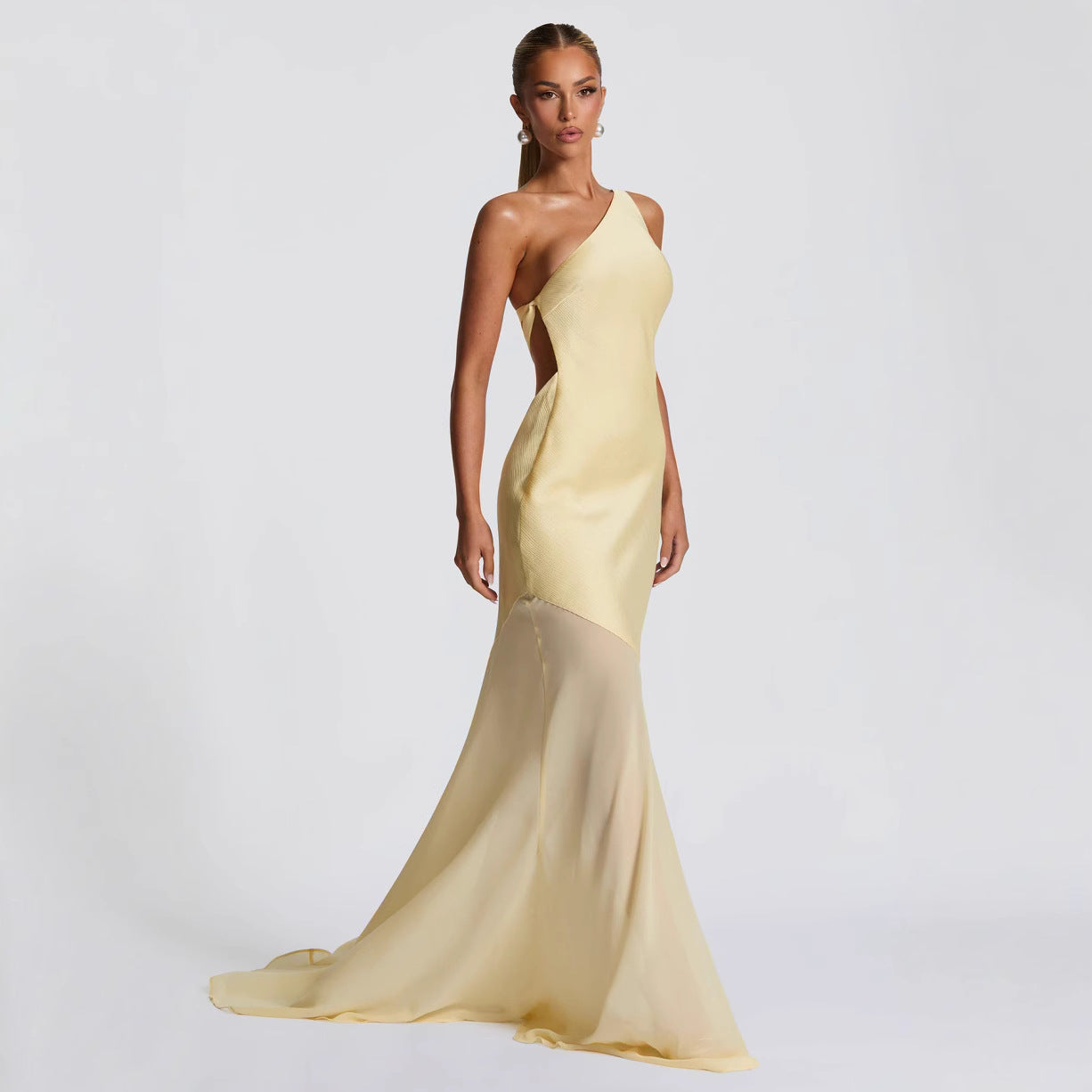 Mesh Figure-Hugging Tie-Up Maxi