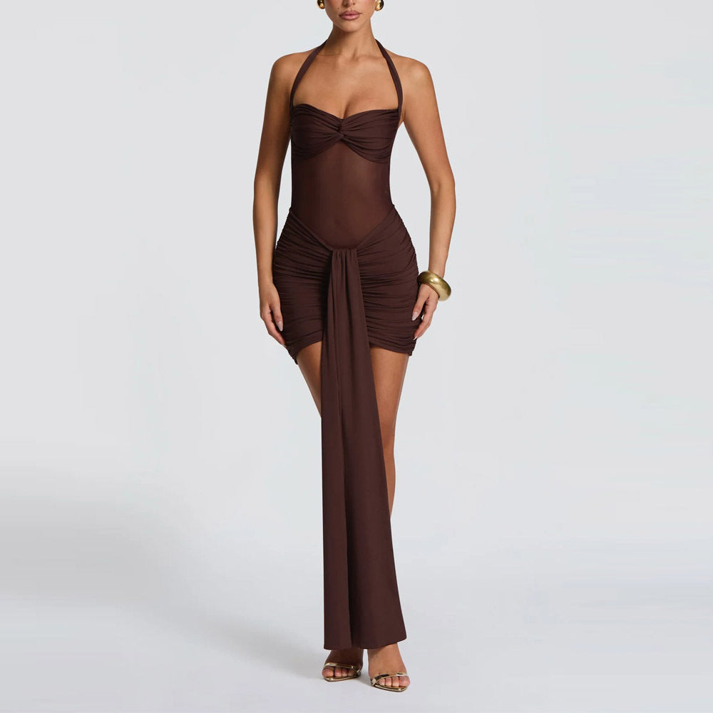 Women’s Mesh Spliced Maxi Gown