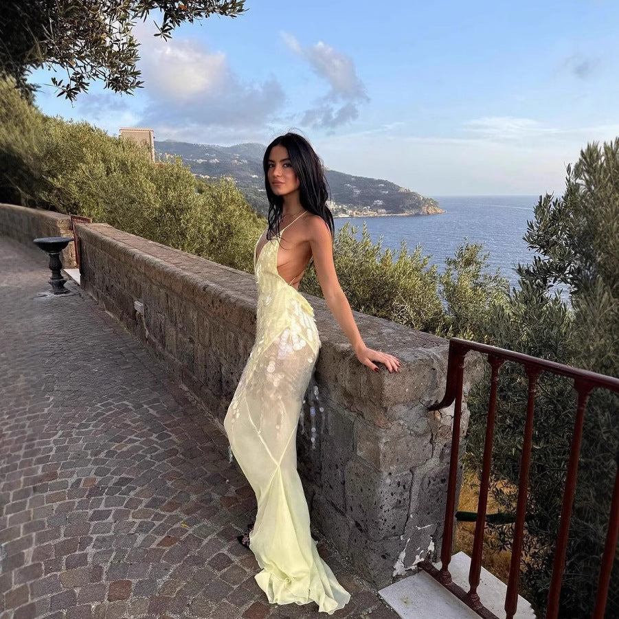 Women’s Sequin Backless Fishtail Gown