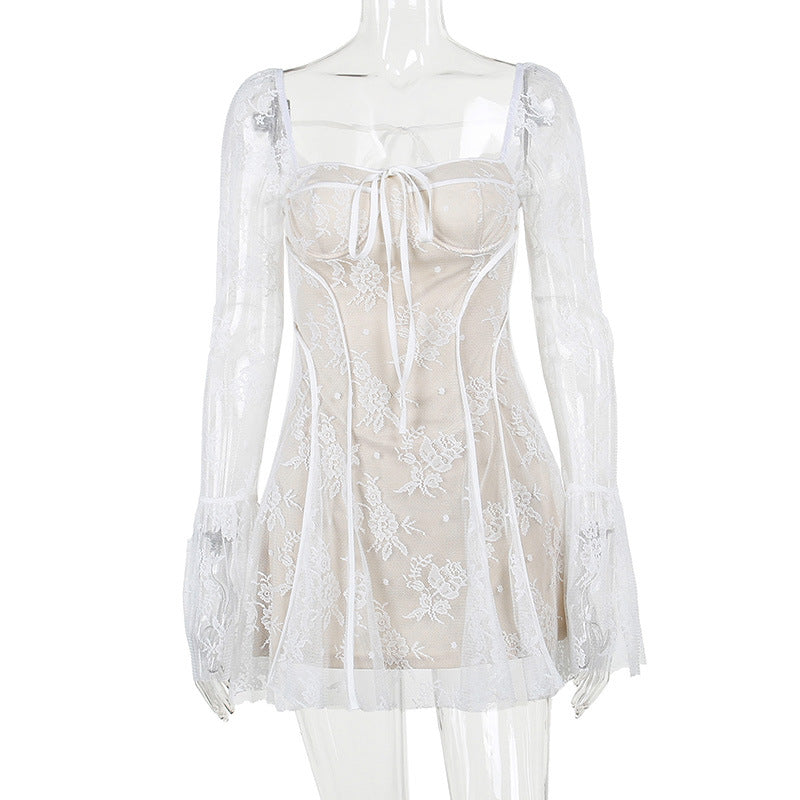 Women’s Semi-Transparent Elegant Slim Tied Dress
