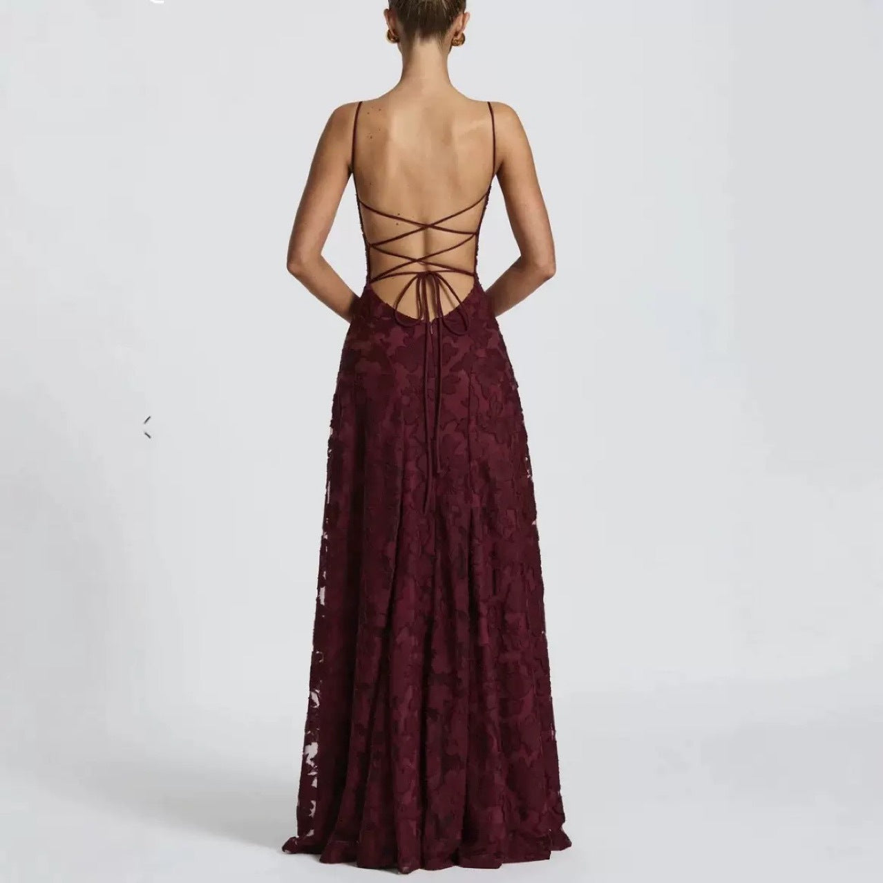Slim-Fit Sling Backless Lace-Up