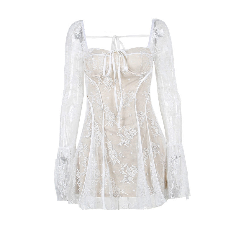Women’s Semi-Transparent Elegant Slim Tied Dress