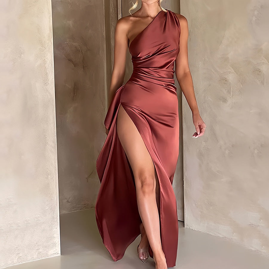 Sexy Snatched Waist Satin Gown