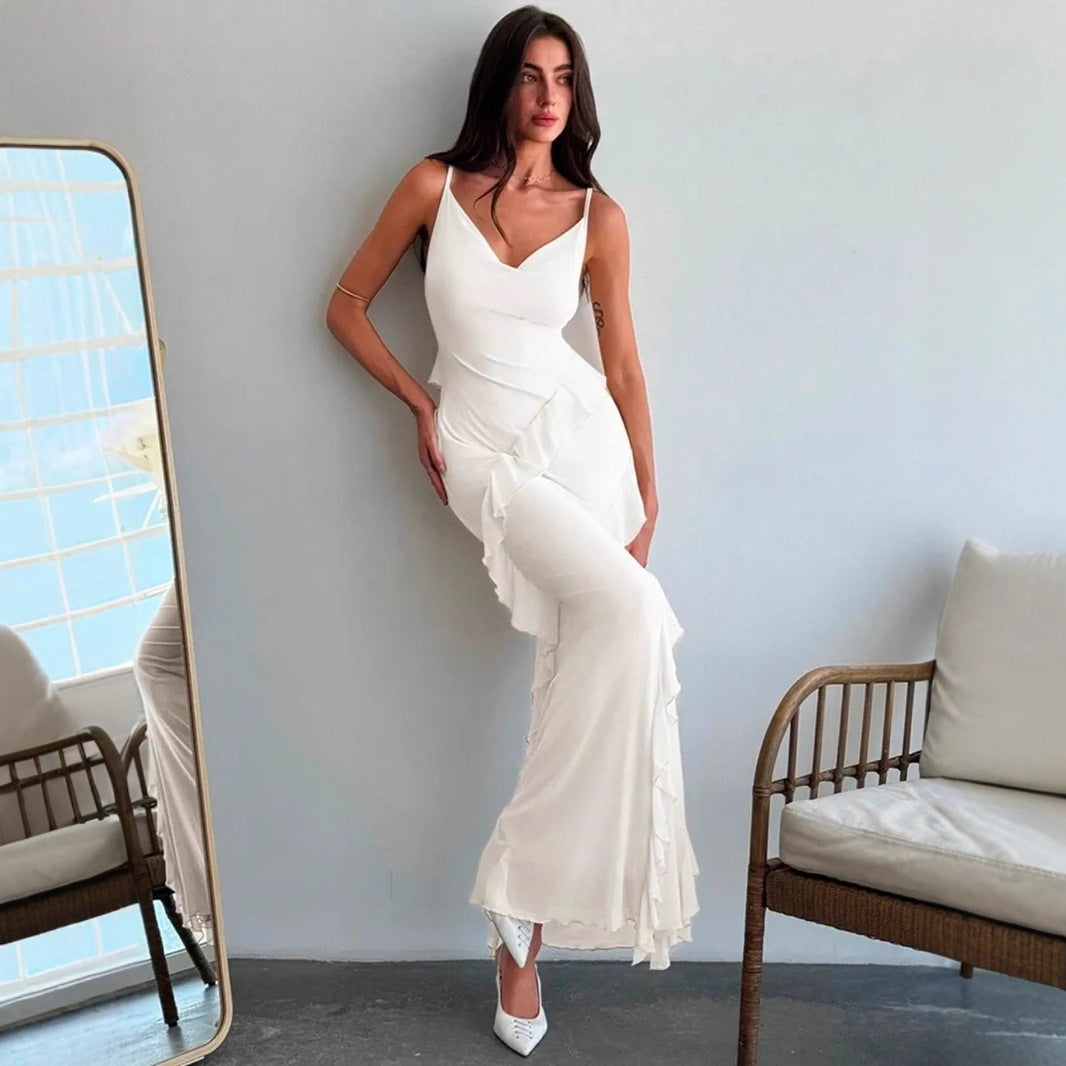 Sexy Ruffled Hem Evening Dress