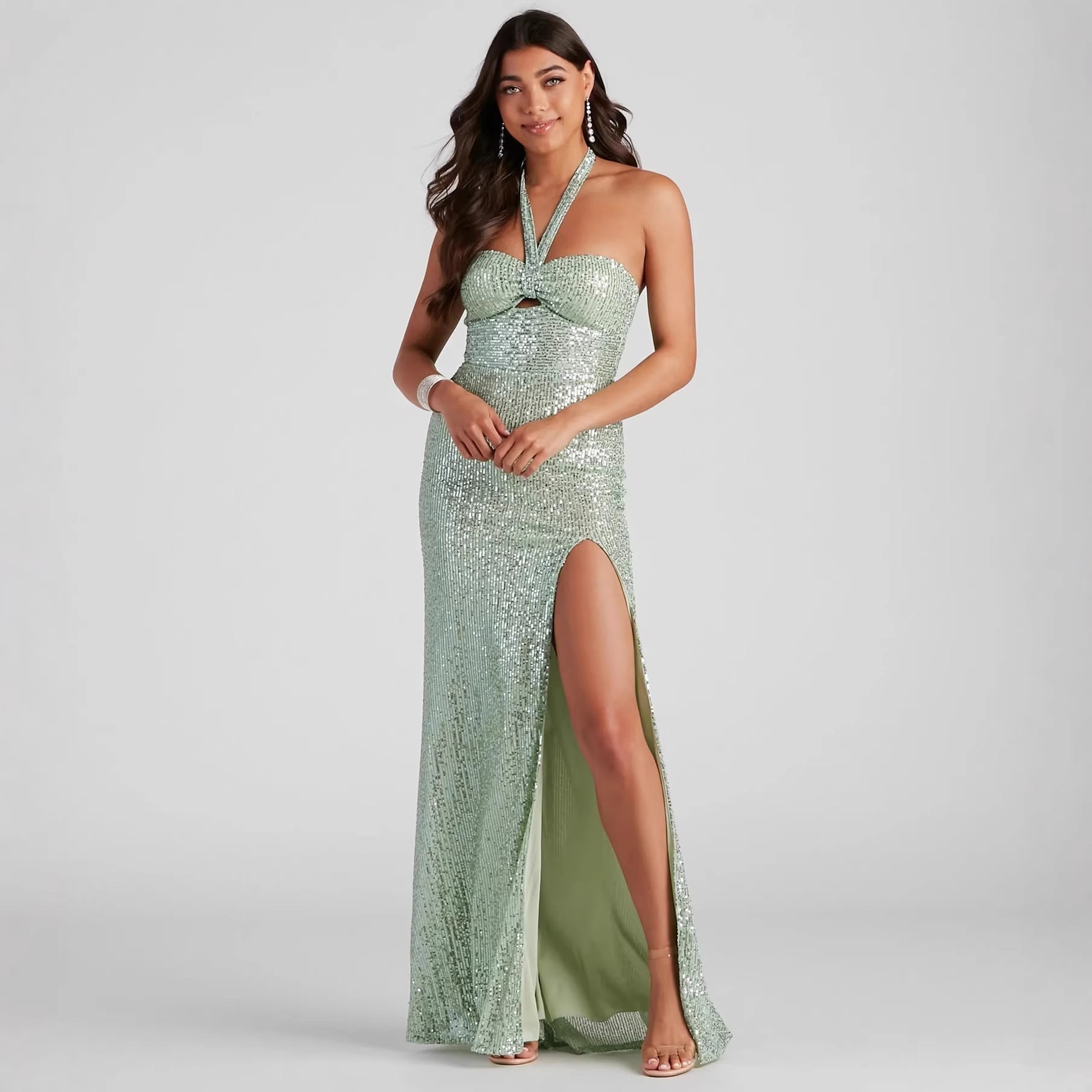 Women’s Sequined Halter Gown