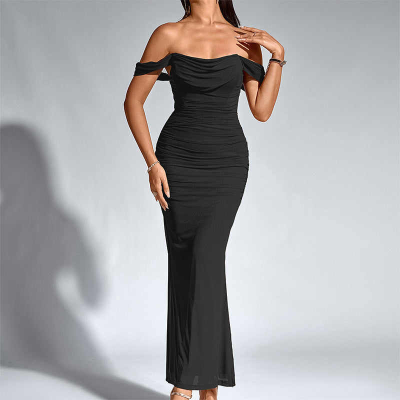 "ELYSIA" Off-Shoulder Sculpted Column Maxi