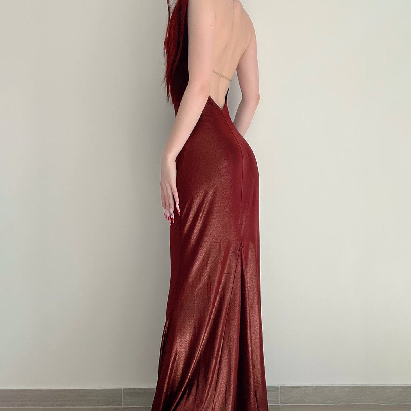 Solid Color Halter Bodycon Dress