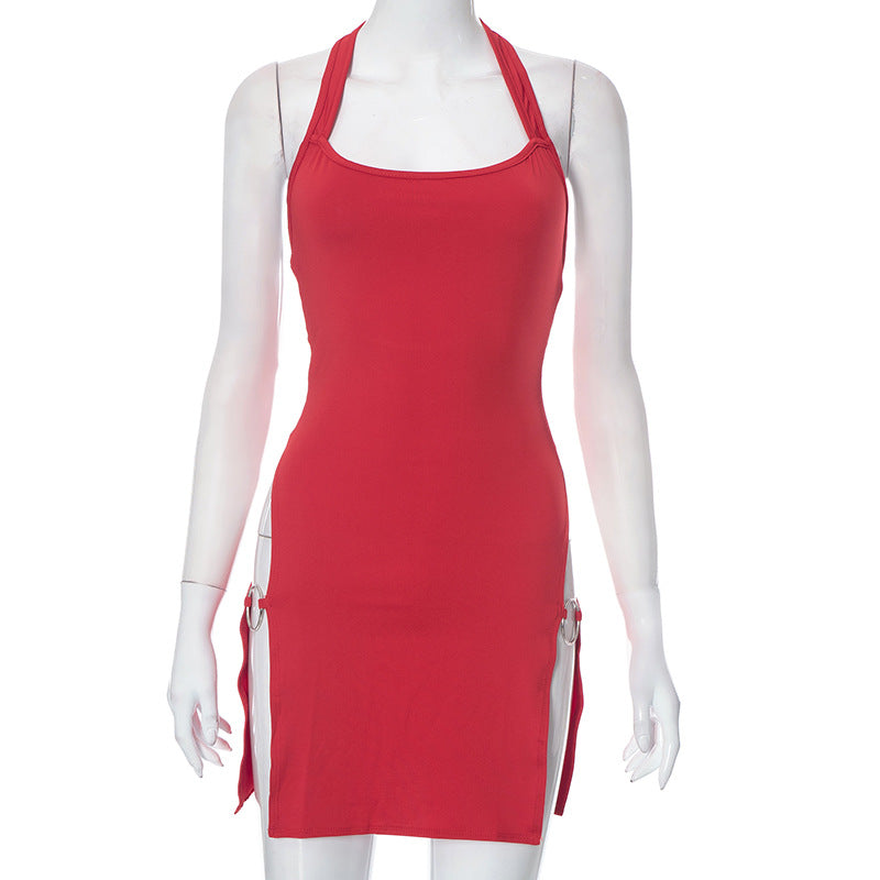 Women’s Hollow-Out Halter Backless Tight Mini Dress