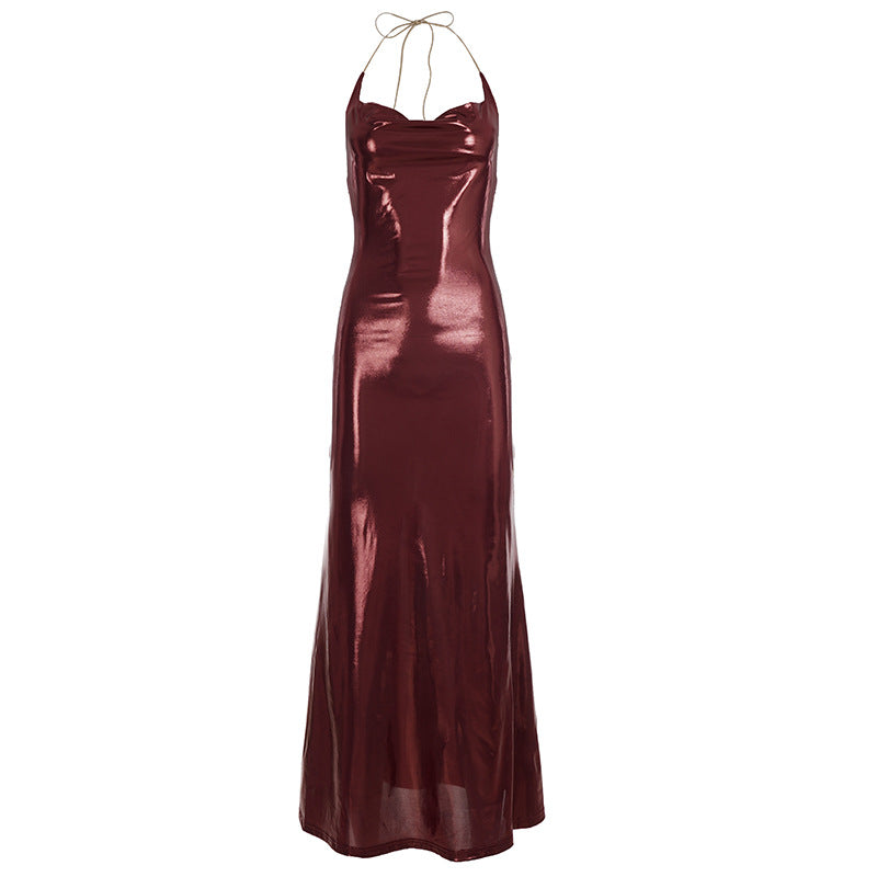 Solid Color Halter Bodycon Dress