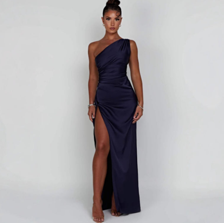 Sexy Snatched Waist Satin Gown