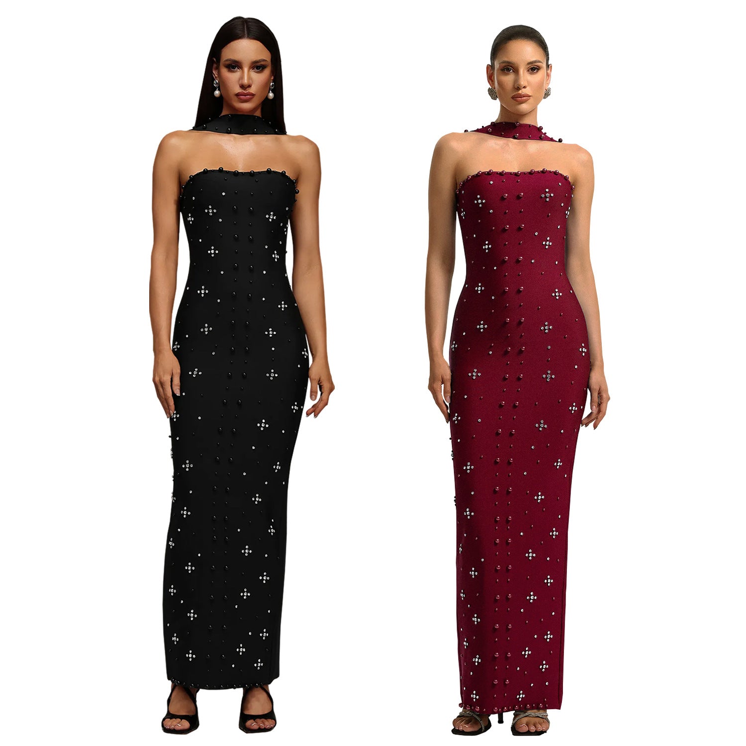 Elegant Beaded Bodycon Tube Dress