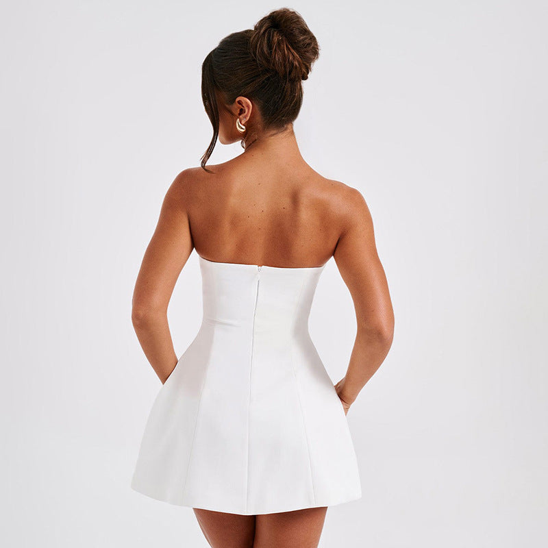 Women’s Solid Color Backless Tube Dress