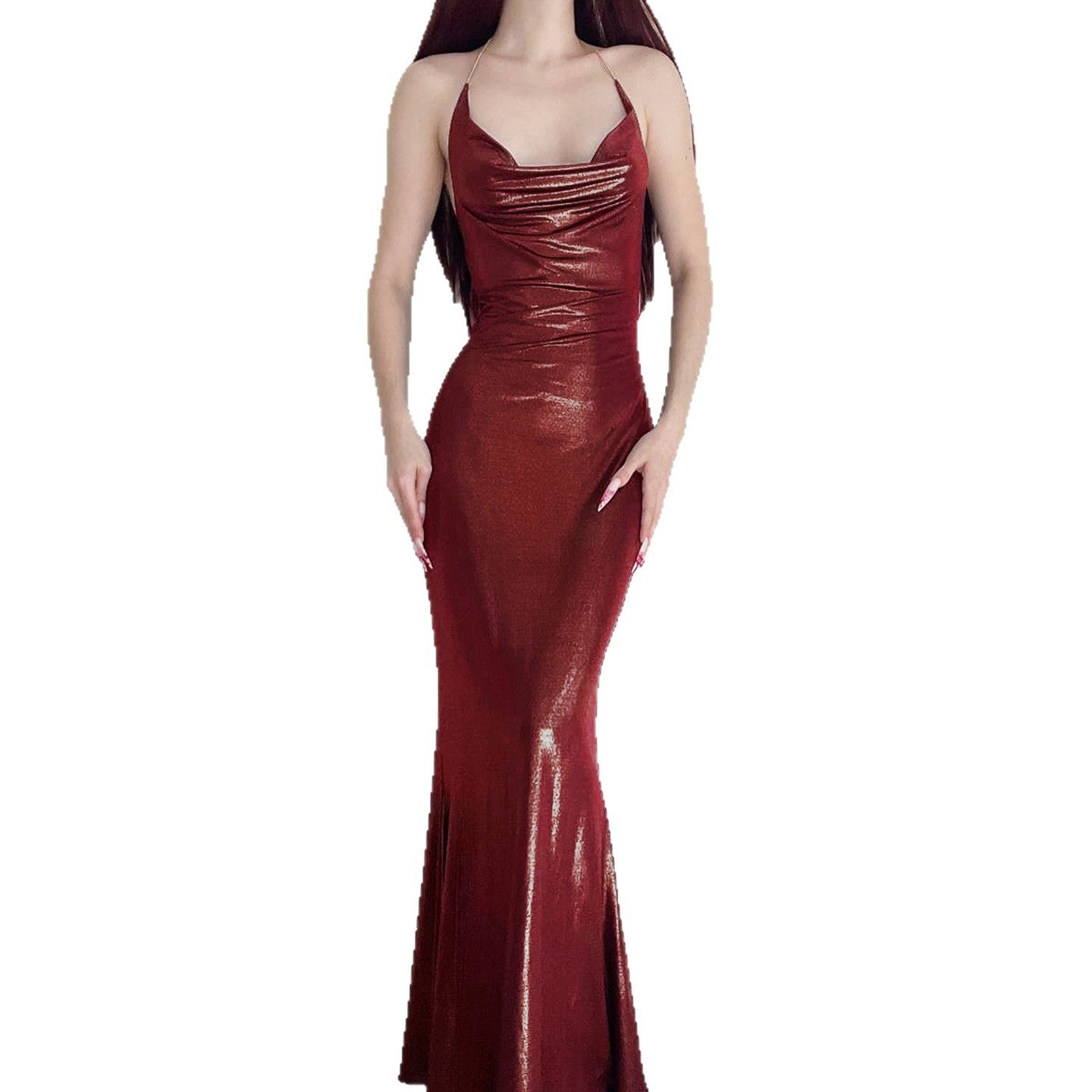 Solid Color Halter Bodycon Dress