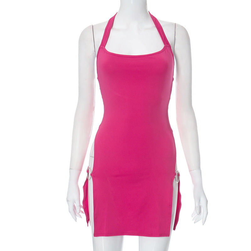 Women’s Hollow-Out Halter Backless Tight Mini Dress