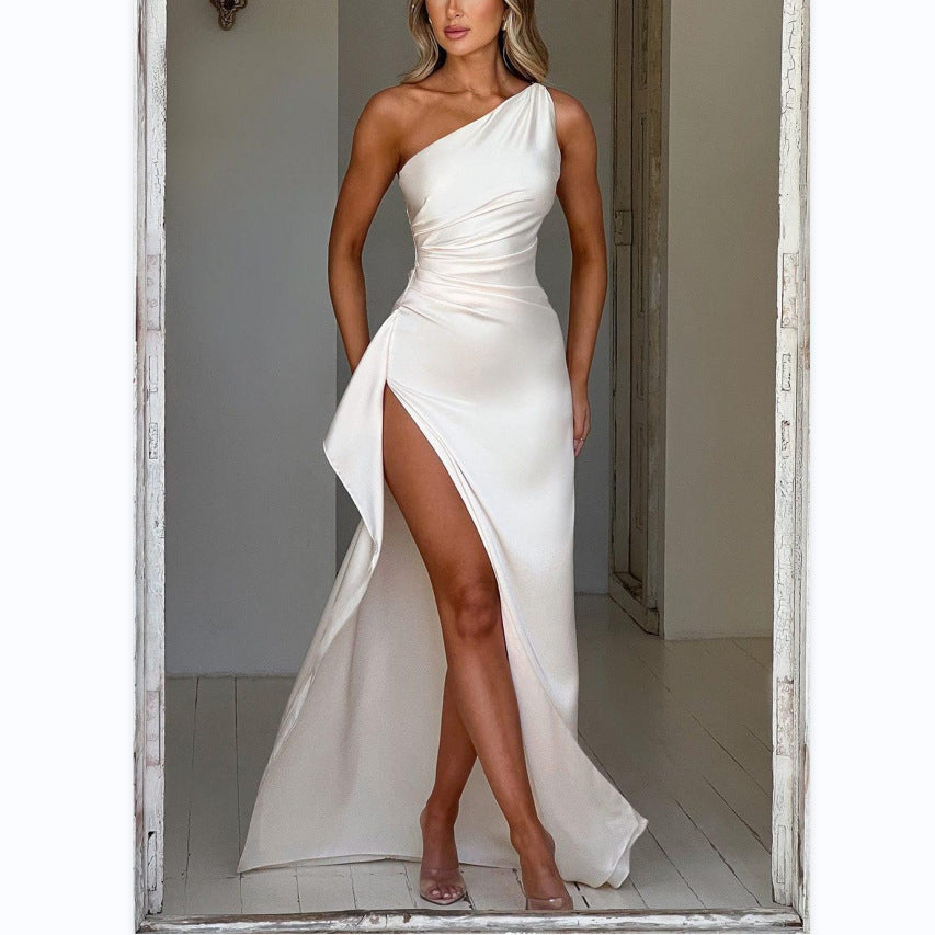 Sexy Snatched Waist Satin Gown