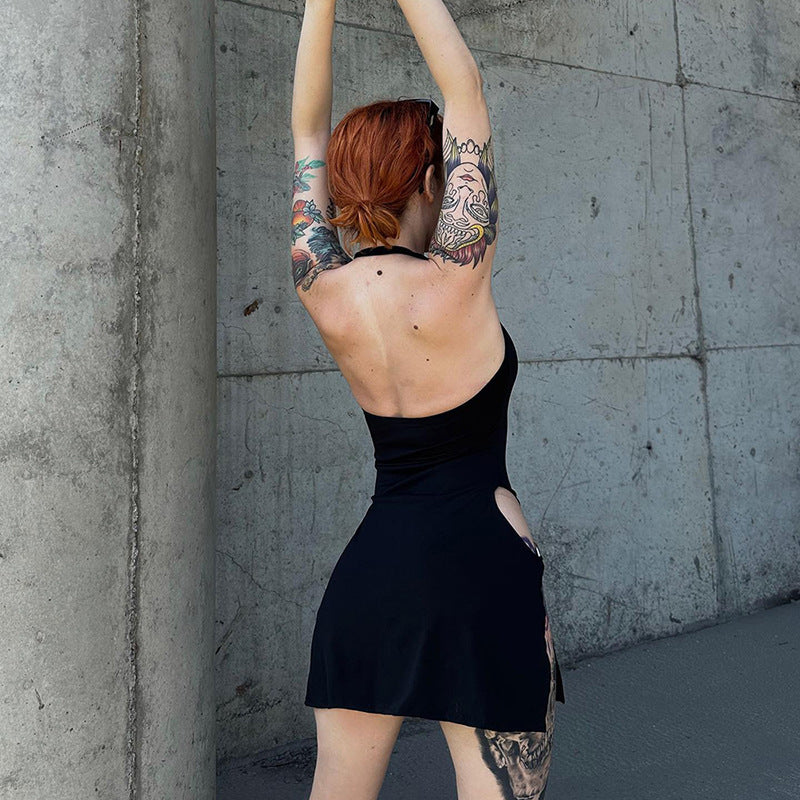 Women’s Hollow-Out Halter Backless Tight Mini Dress