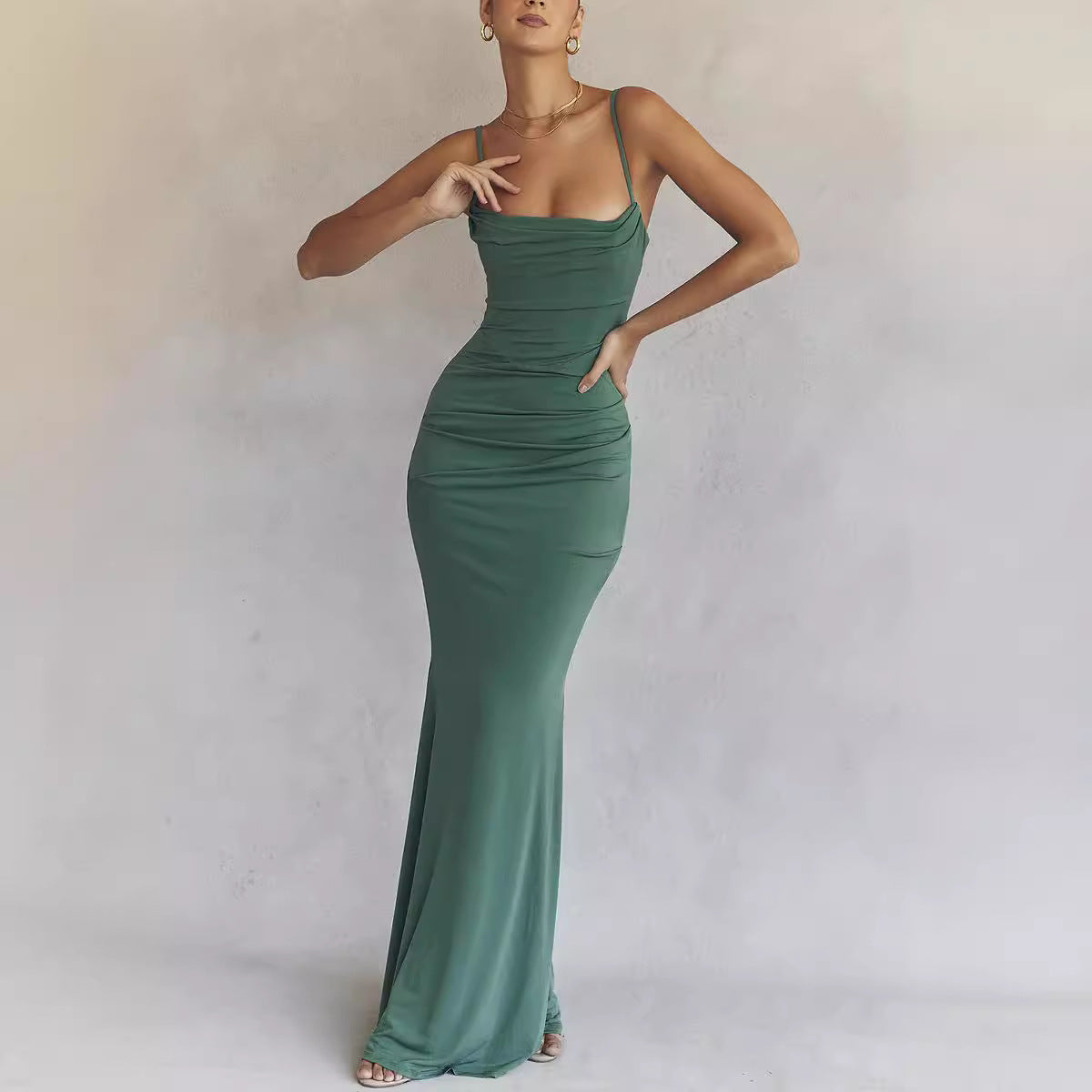 Women’s Fishbone Pleated Fishtail Gown