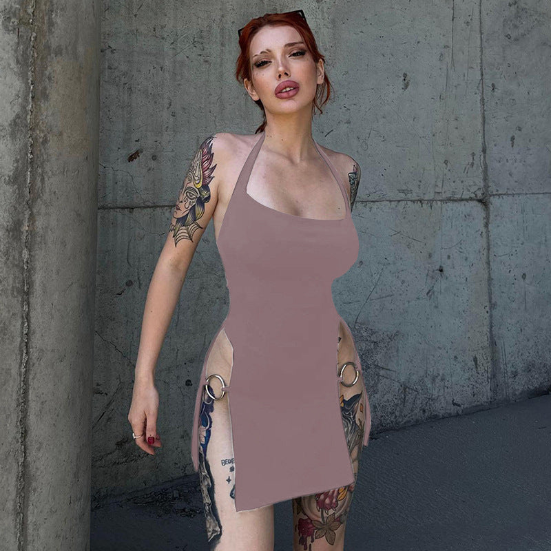 Women’s Hollow-Out Halter Backless Tight Mini Dress