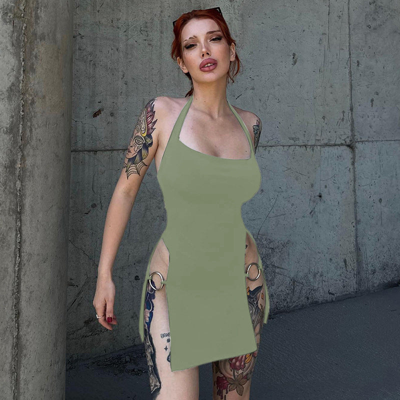 Women’s Hollow-Out Halter Backless Tight Mini Dress