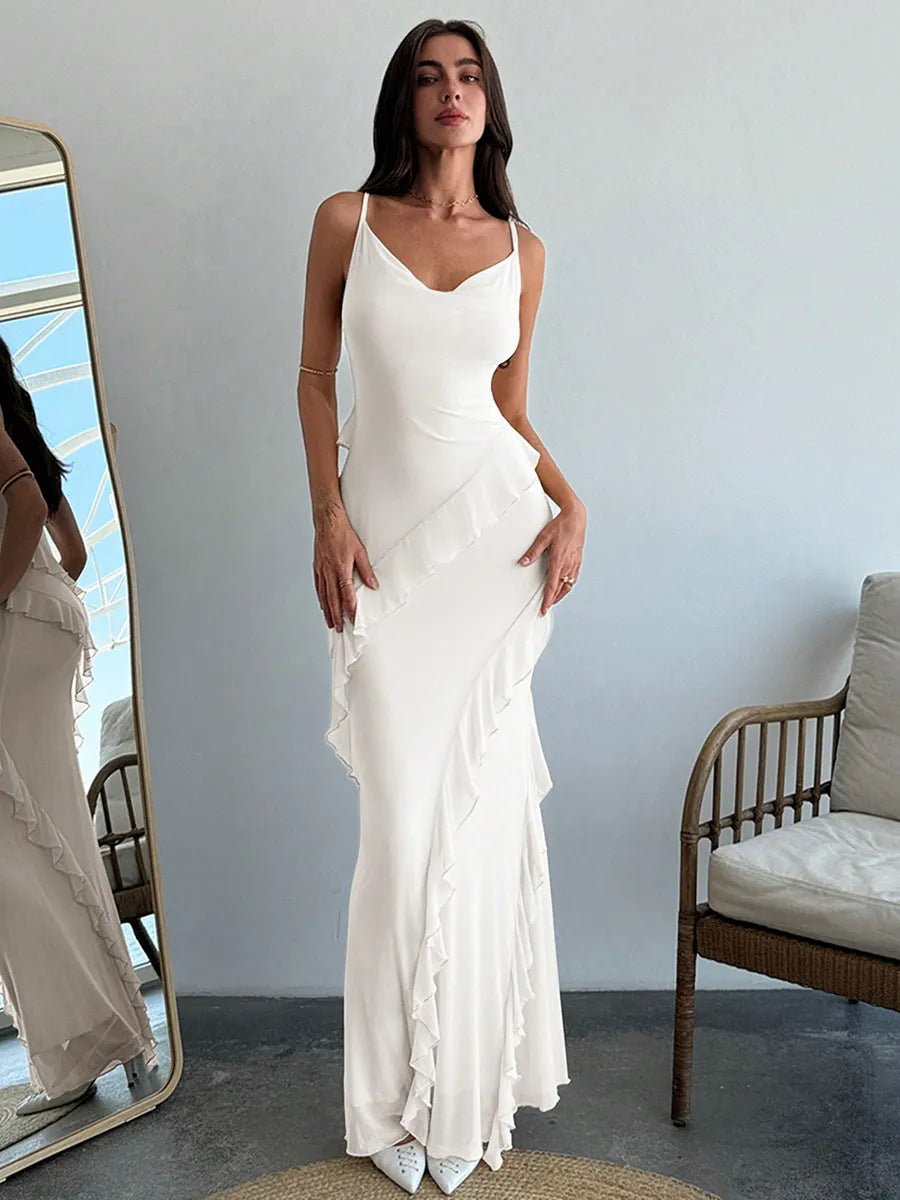 Sexy Ruffled Hem Evening Dress